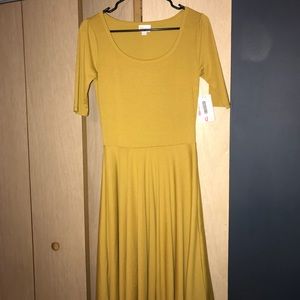 Lularoe Nicole Solid Mustard Dress